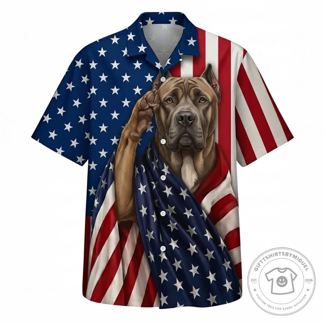 Cane Corso Dog American Flag Patriotic Hawaiian Shirt