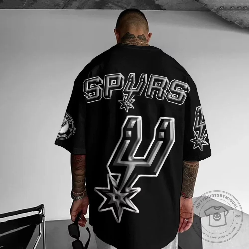 San Antonio Spurs Basketball Team Black and Silver Fan Apparel Jersey