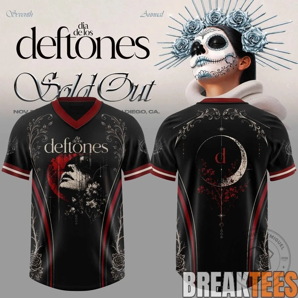 Deftones Dia De Los Deftones Floral Vines Black Football Jersey