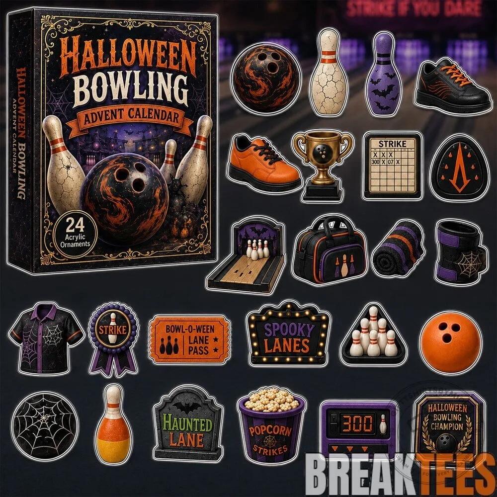 Halloween Bowling Advent Calendar with 24 Acrylic Ornaments