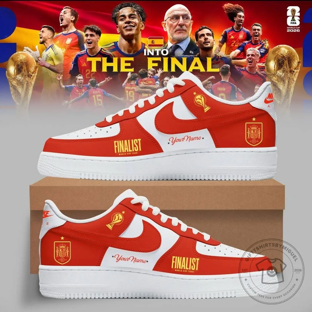 Spain National Football Team World Cup Finalist Custom Red and White Sneakers