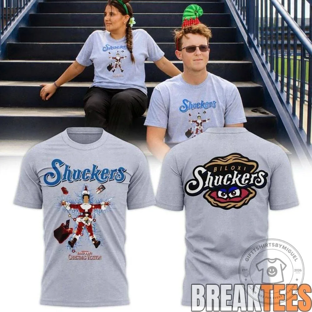 Biloxi Shuckers Christmas Vacation Santa Claus Baseball Fan T-Shirt