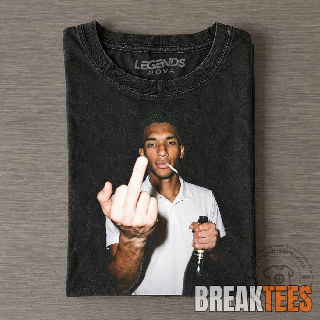 Middle Finger Flipping Off Man with Cigarette and Champagne Bottle T-Shirt