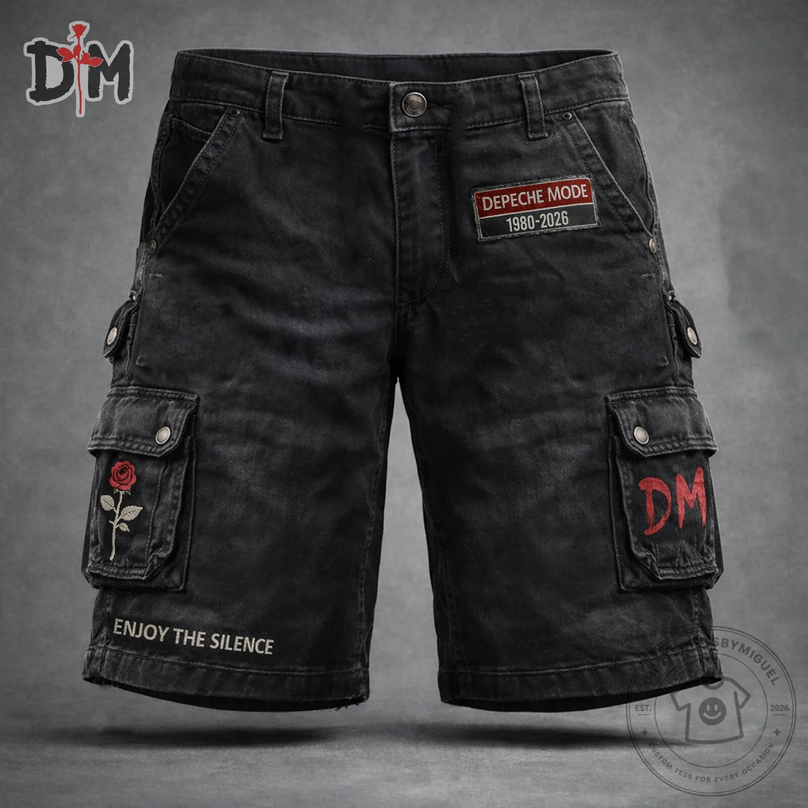 Depeche Mode Enjoy The Silence Black Cargo Shorts