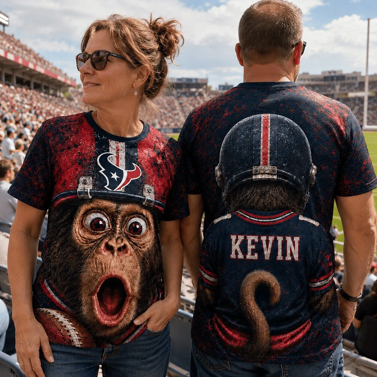 Houston Texans Football Monkey Fan All Over Print T-Shirt