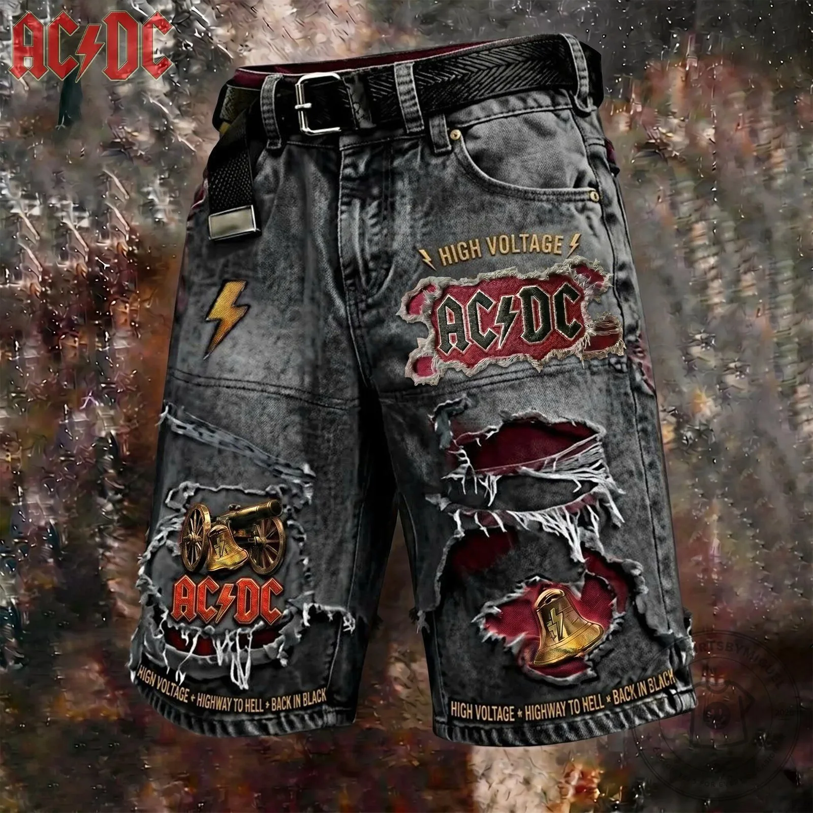 AC/DC High Voltage Highway To Hell Back In Black Cargo Shorts