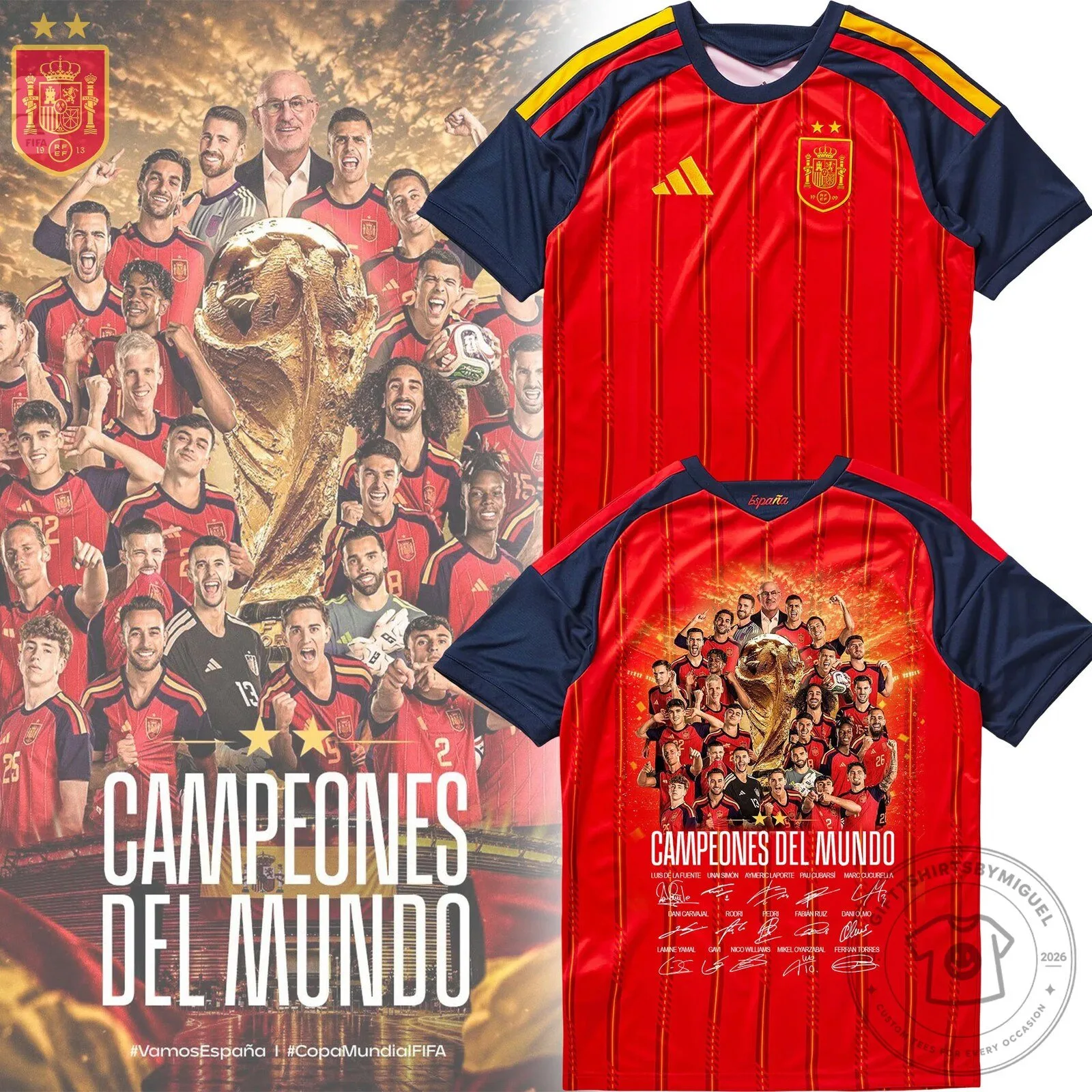 Spain National Football Team Campeones Del Mundo World Cup Champions Jersey