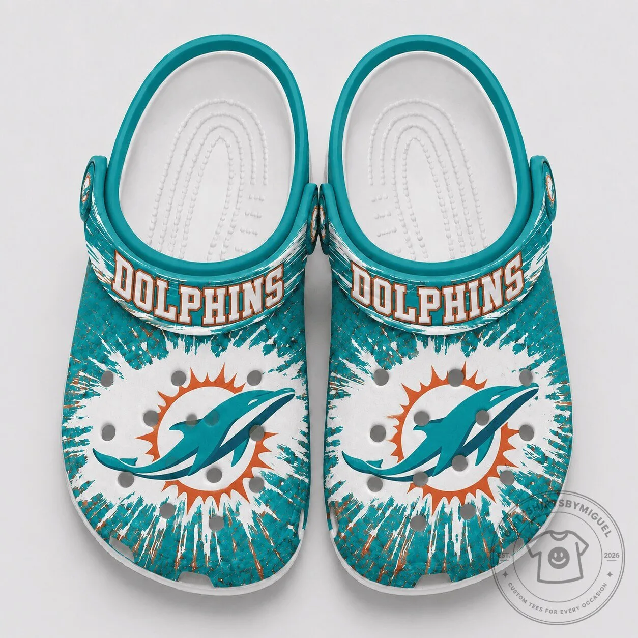 Miami Dolphins NFL Team Logo Splash Burst Custom Fan Shoes