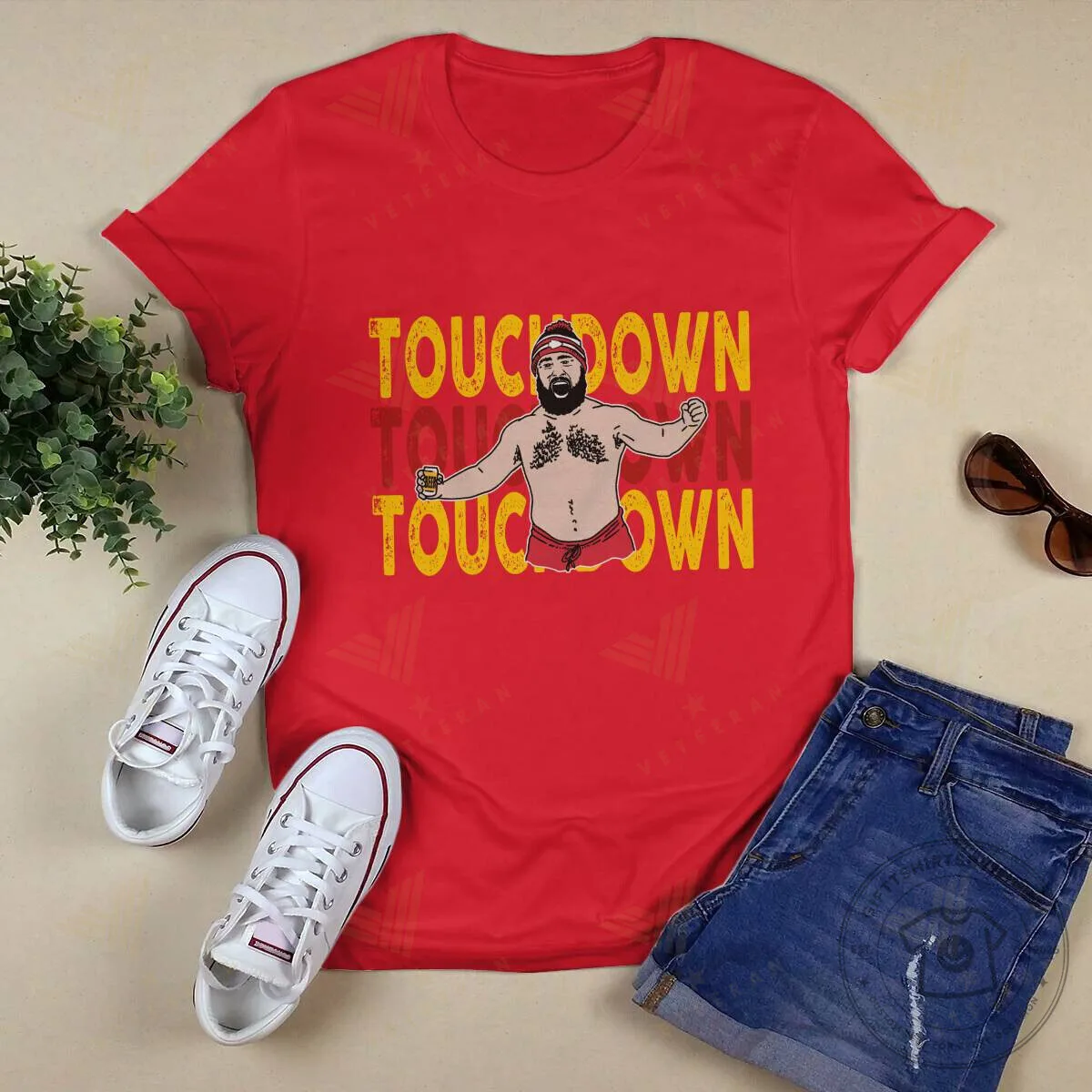 Jason Kelce Shirtless Touchdown Celebration Kansas City Chiefs Fan T-Shirt