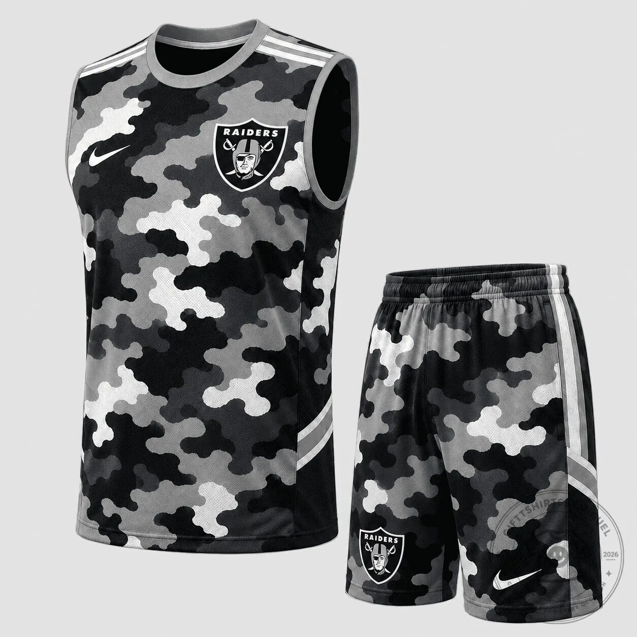 Las Vegas Raiders Camouflage Pattern Tank Top and Shorts Set