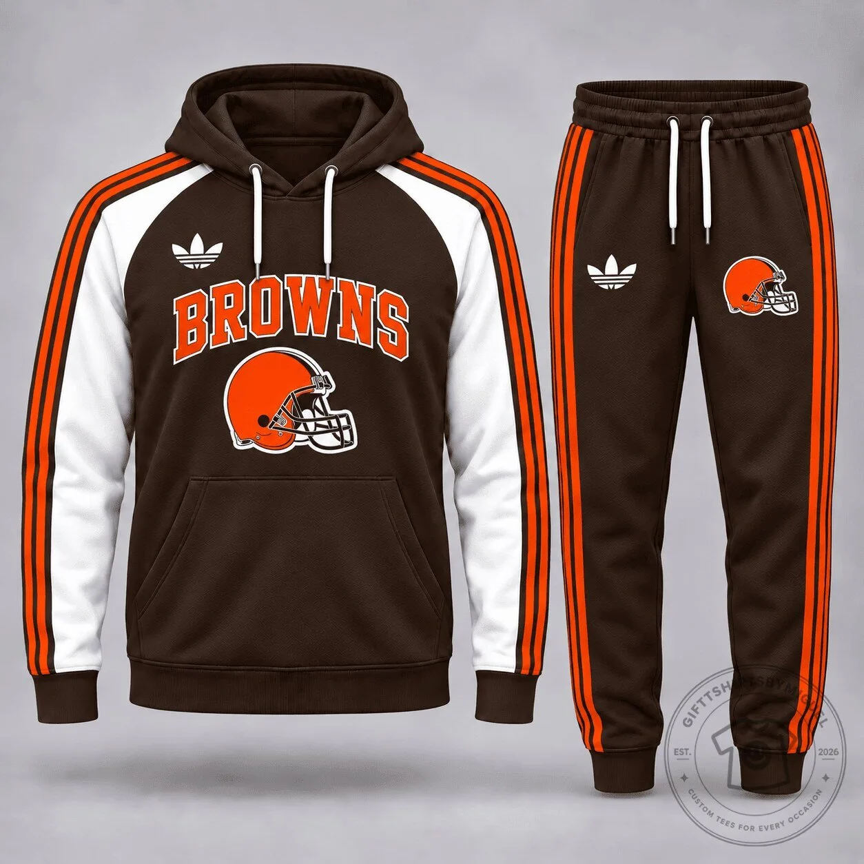 Cleveland Browns National Football League Team Logo Brown and Orange Hoodie and Jogger Set