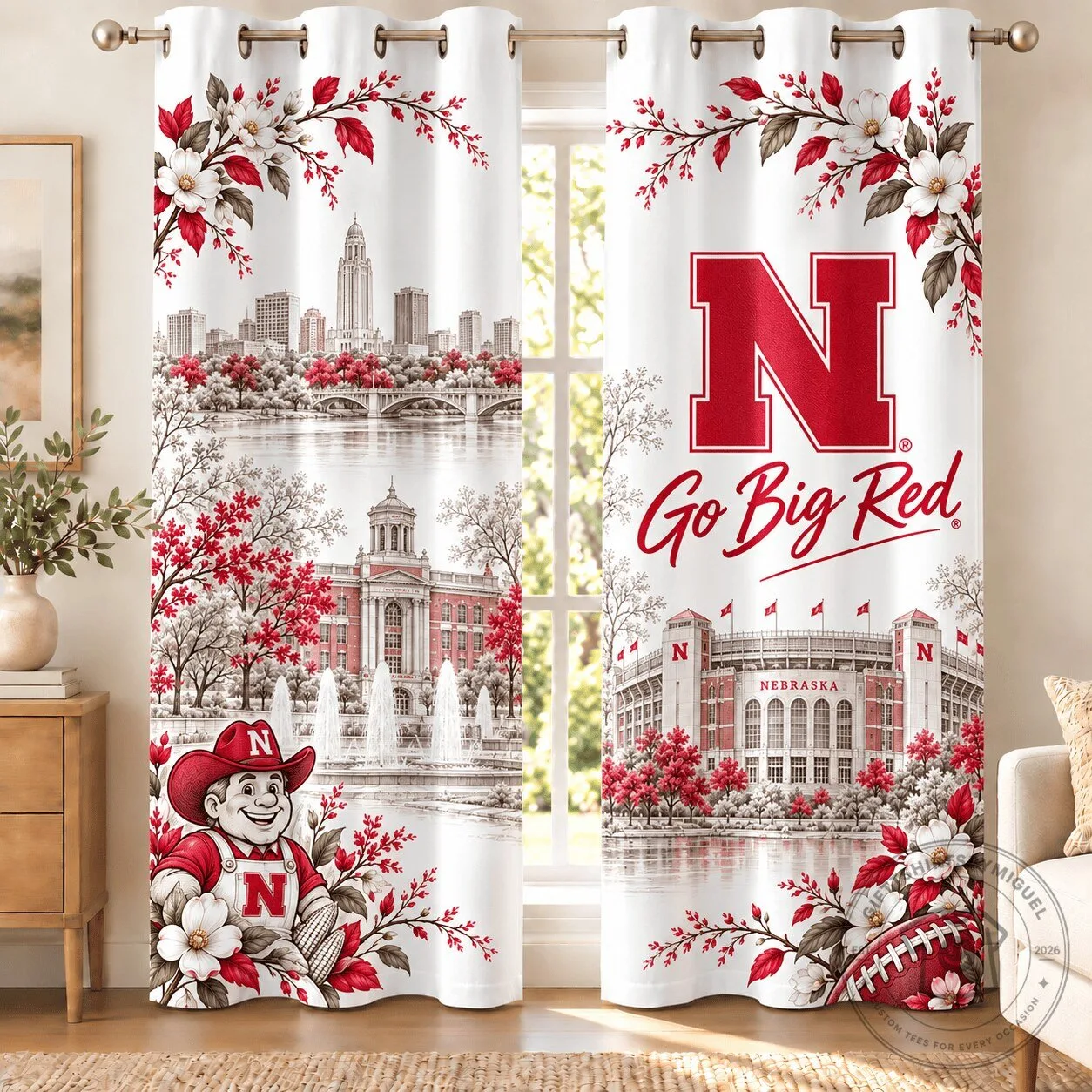Nebraska Cornhuskers College Football Go Big Red Window Curtains
