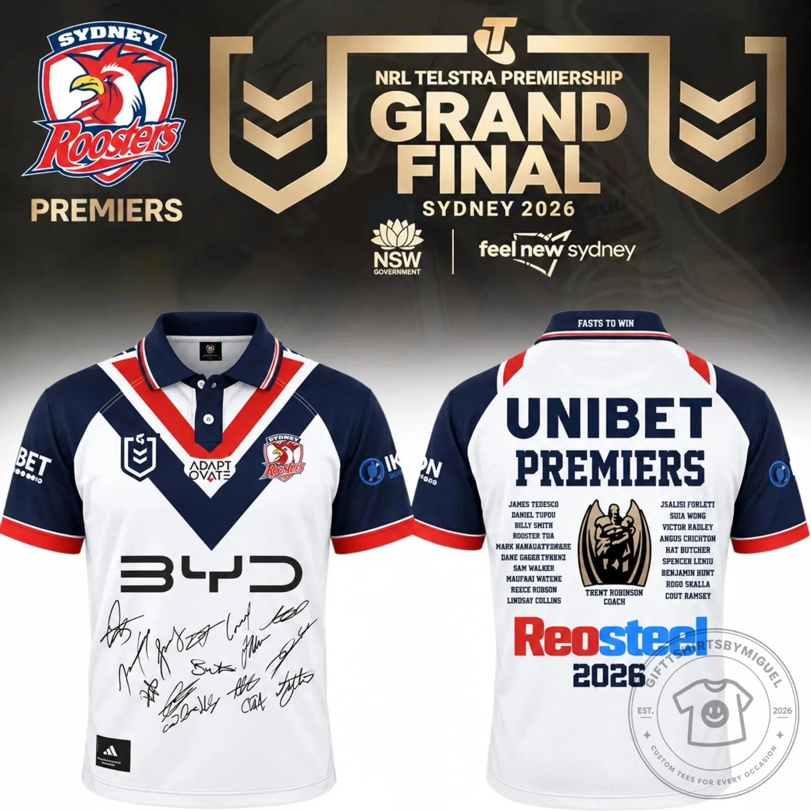 Sydney Roosters NRL Telstra Premiership Grand Final 2026 Premiers Polo Shirt