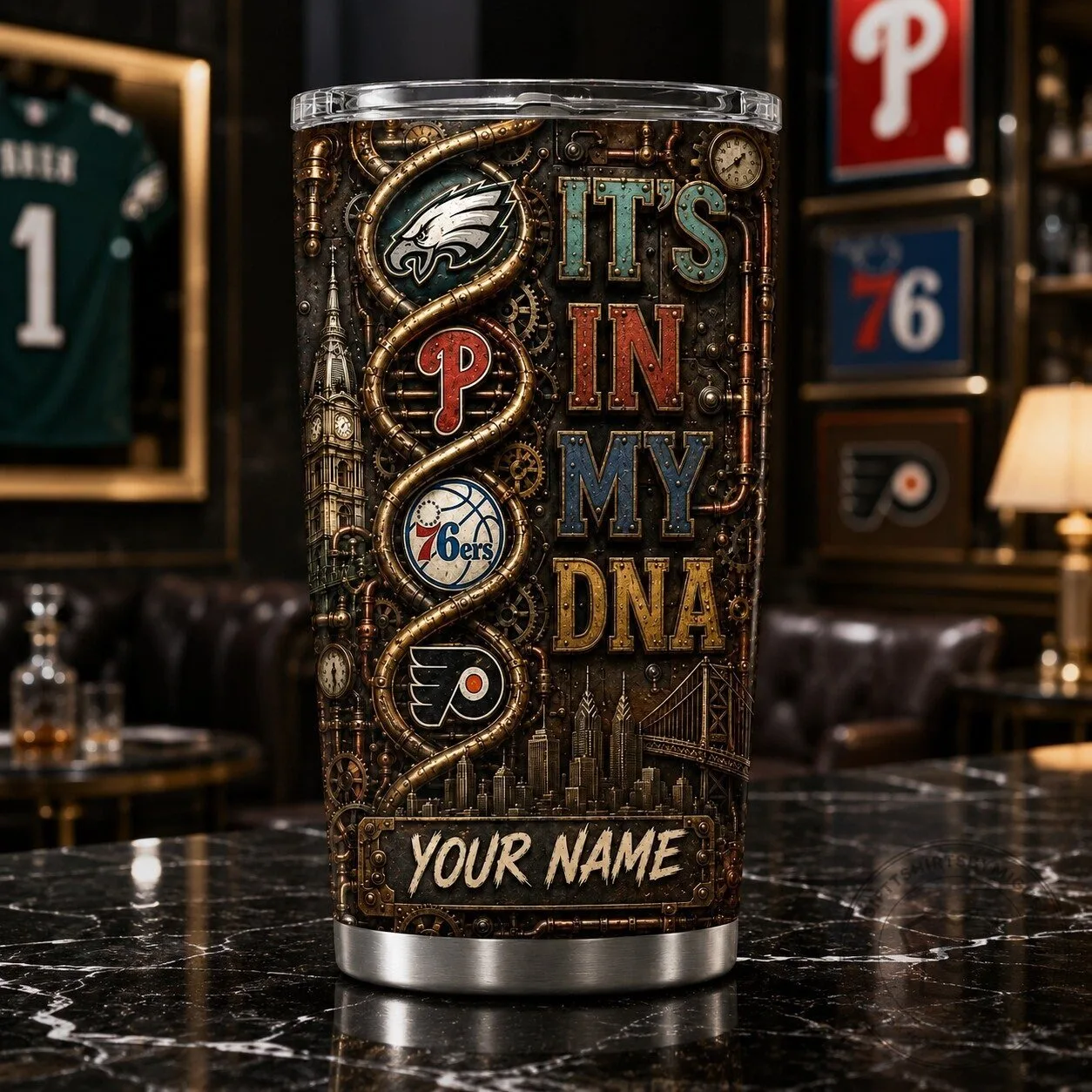 Personalized Stainless Steel Tumbler Featuring Philadelphia Sports Teams - It's In My DNA