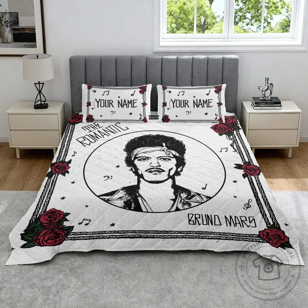 Bruno Mars The Romantic Custom Name Quilted Bedding Set