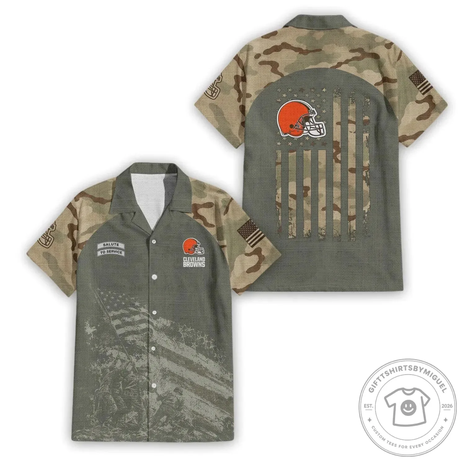 Cleveland Browns Salute To Service Camouflage Hawaiian Shirt