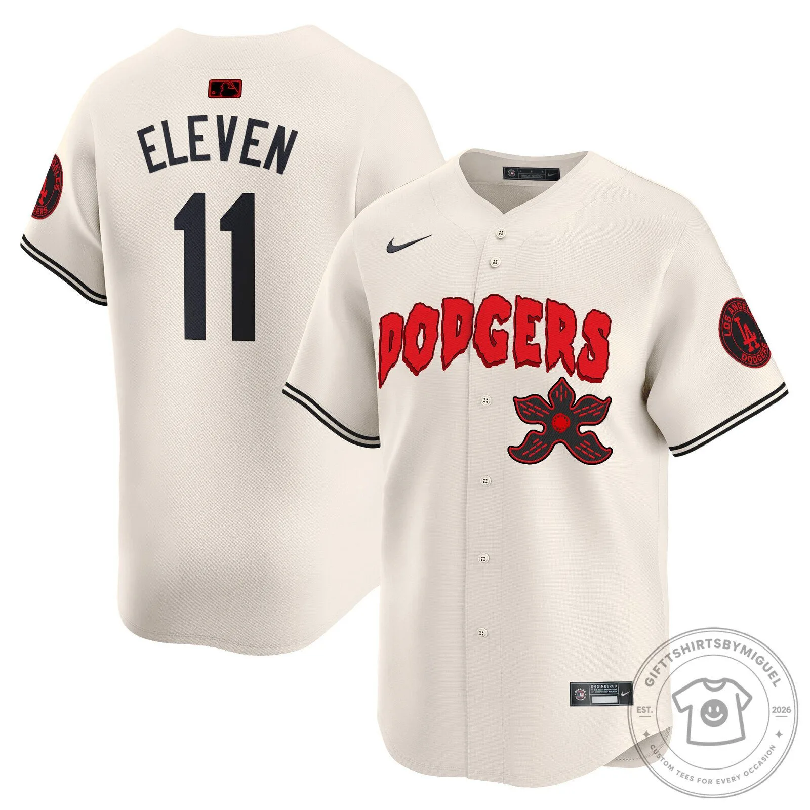 Los Angeles Dodgers Stranger Things Eleven Baseball Jersey