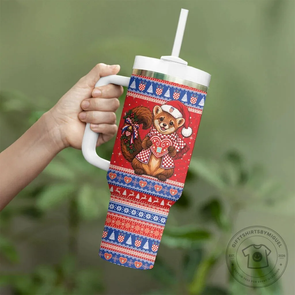 Croatian Marten Christmas Fair Isle Pattern Insulated Tumbler with Handle 8 Croatian Marten Christmas Fair Isle Pattern Insulated Tumbler with Handle