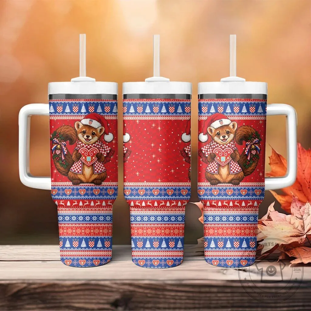 Croatian Marten Christmas Fair Isle Pattern Insulated Tumbler with Handle 9 Croatian Marten Christmas Fair Isle Pattern Insulated Tumbler with Handle