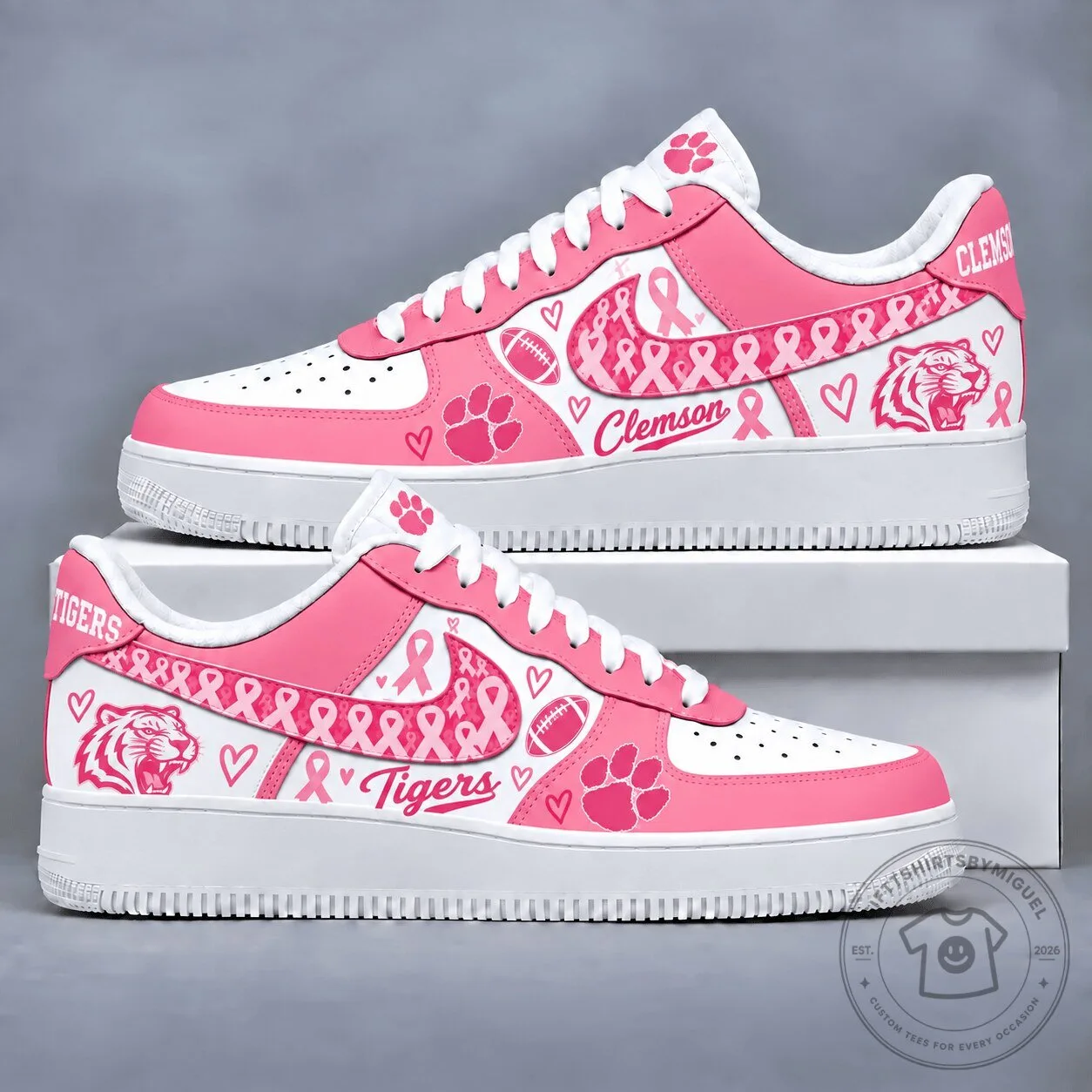 Clemson Tigers Breast Cancer Awareness Pink Custom Shoes