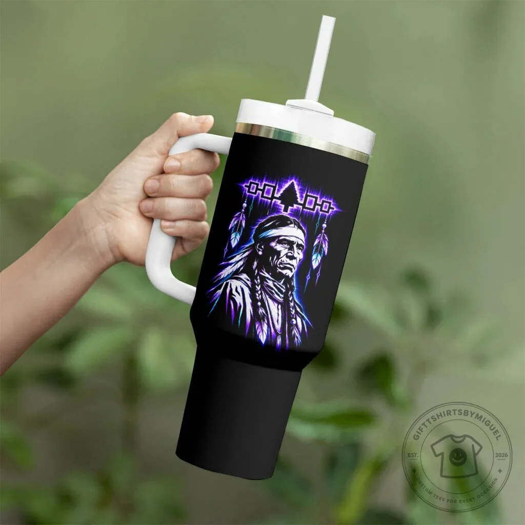 Iroquois Native American Warrior Spirit Wolf Moon Forest Tumbler With Handle 8 Iroquois Native American Warrior Spirit Wolf Moon Forest Tumbler With Handle