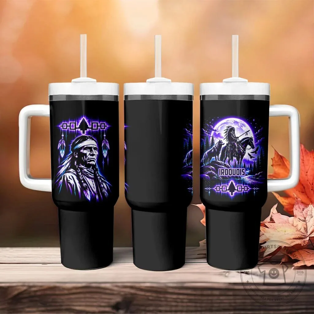 Iroquois Native American Warrior Spirit Wolf Moon Forest Tumbler With Handle 9 Iroquois Native American Warrior Spirit Wolf Moon Forest Tumbler With Handle