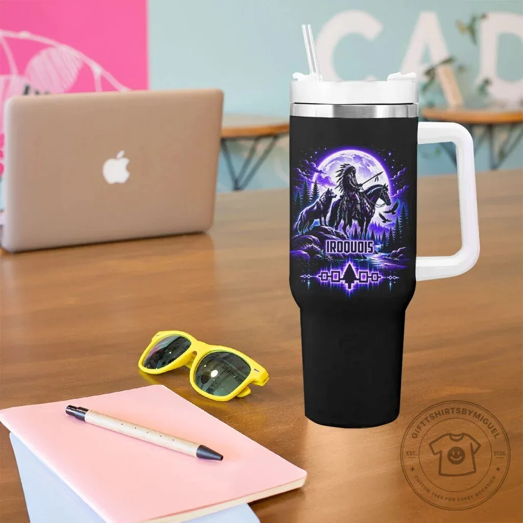 Iroquois Native American Warrior Spirit Wolf Moon Forest Tumbler With Handle 10 Iroquois Native American Warrior Spirit Wolf Moon Forest Tumbler With Handle