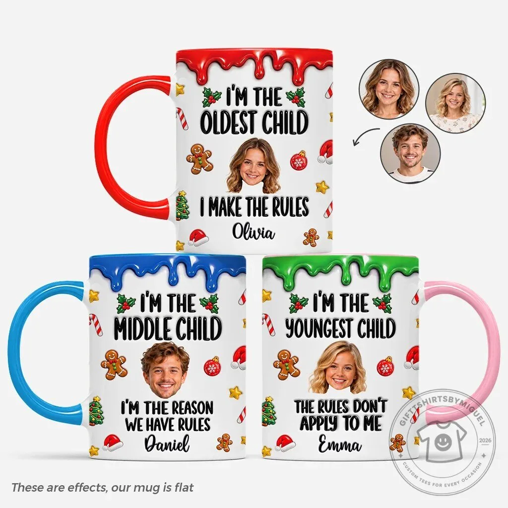 Personalized Sibling Christmas Mug for Oldest Middle Youngest Child