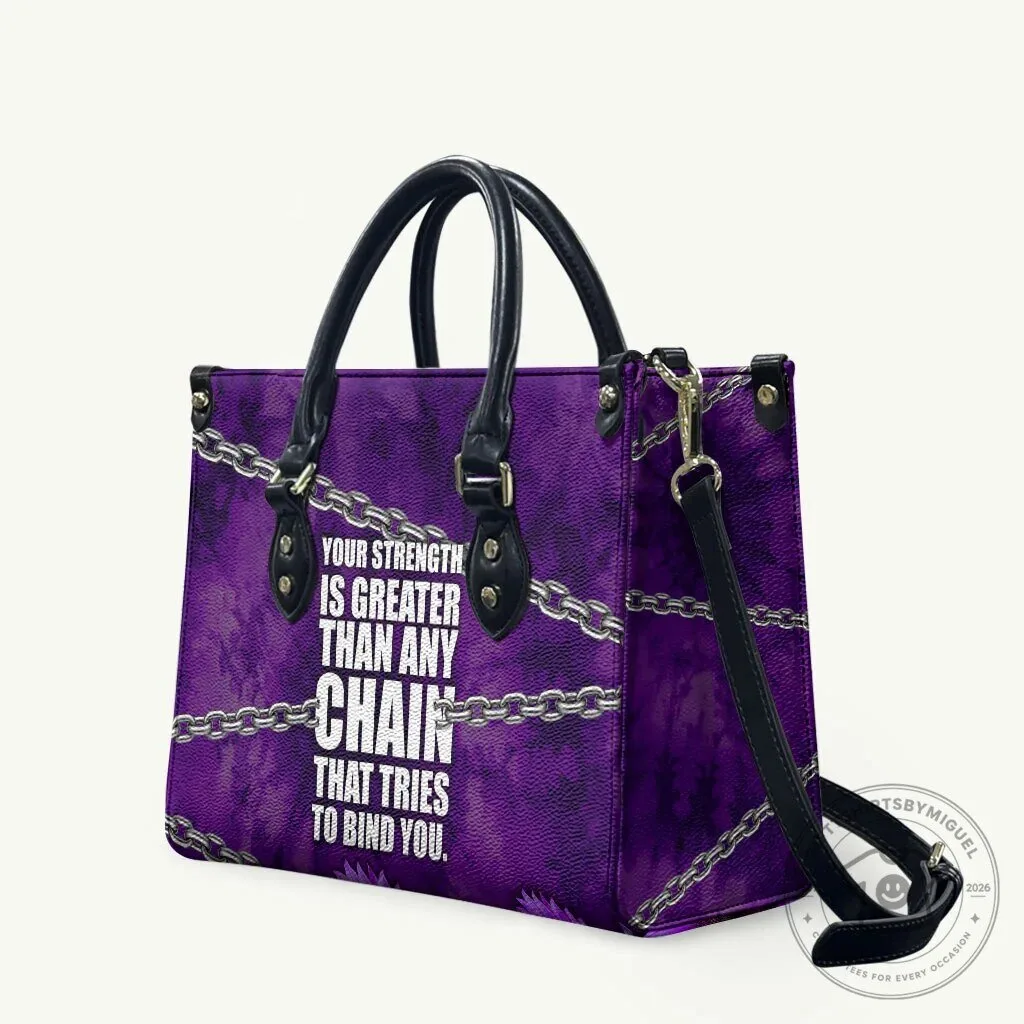 Domestic Violence Awareness Purple Ribbon Sunflower Strength Quote Handbag