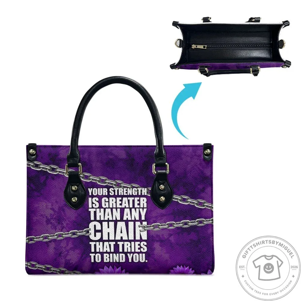 Domestic Violence Awareness Purple Ribbon Sunflower Strength Quote Handbag 8 Domestic Violence Awareness Purple Ribbon Sunflower Strength Quote Handbag
