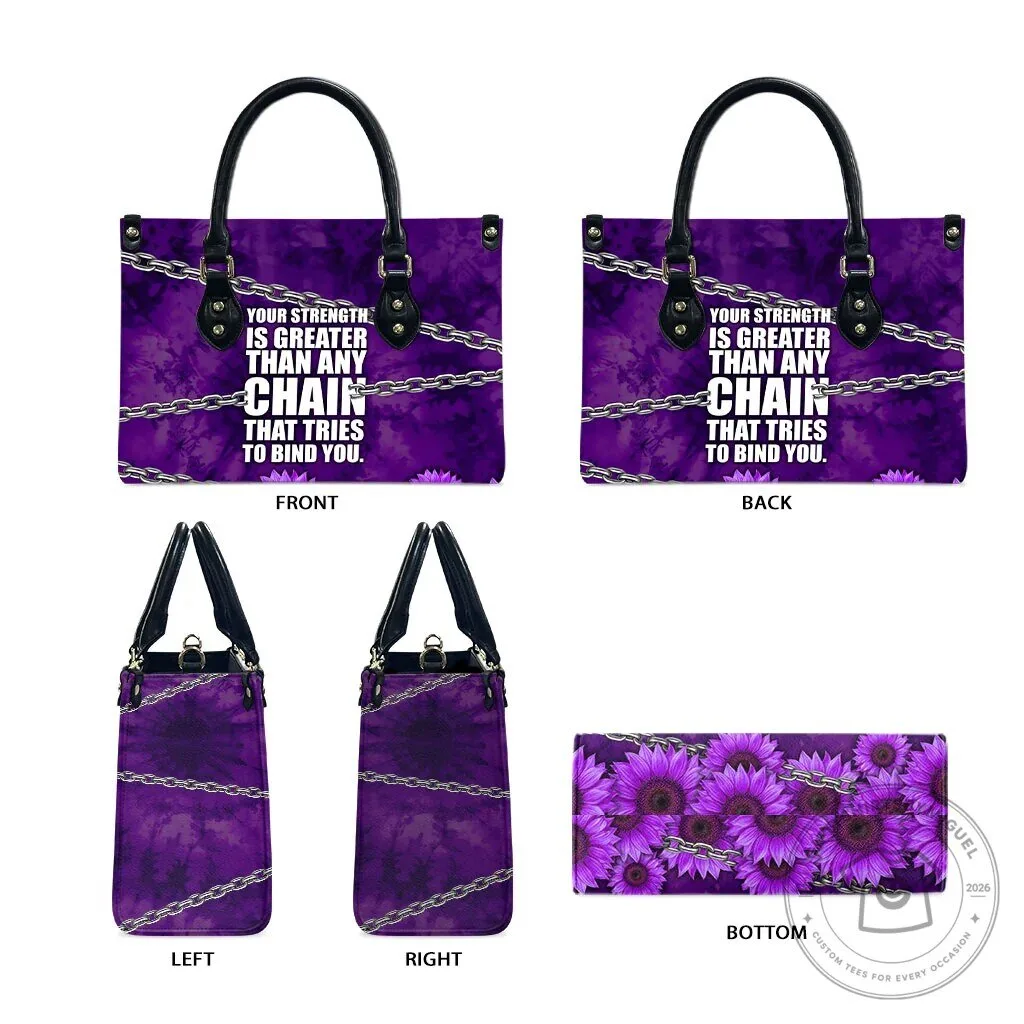 Domestic Violence Awareness Purple Ribbon Sunflower Strength Quote Handbag 11 Domestic Violence Awareness Purple Ribbon Sunflower Strength Quote Handbag