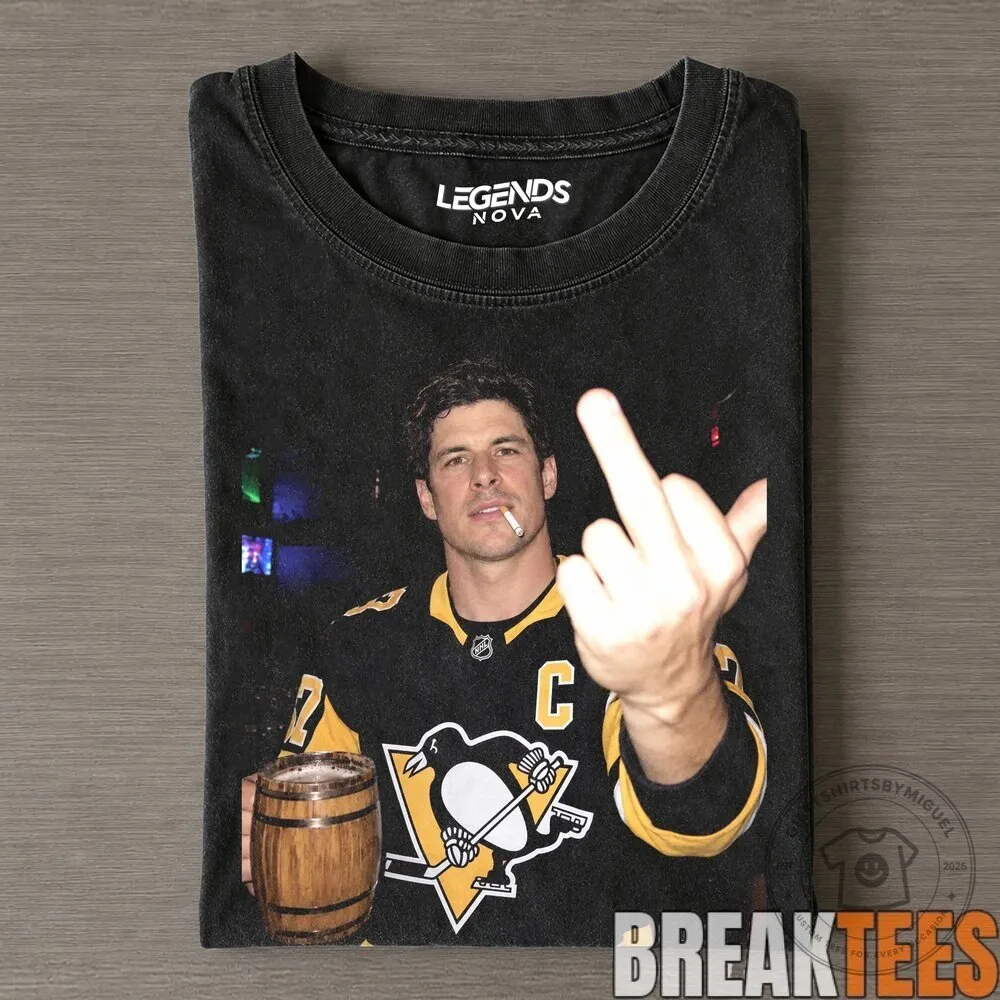 Sidney Crosby Pittsburgh Penguins Middle Finger Hockey Player T-Shirt