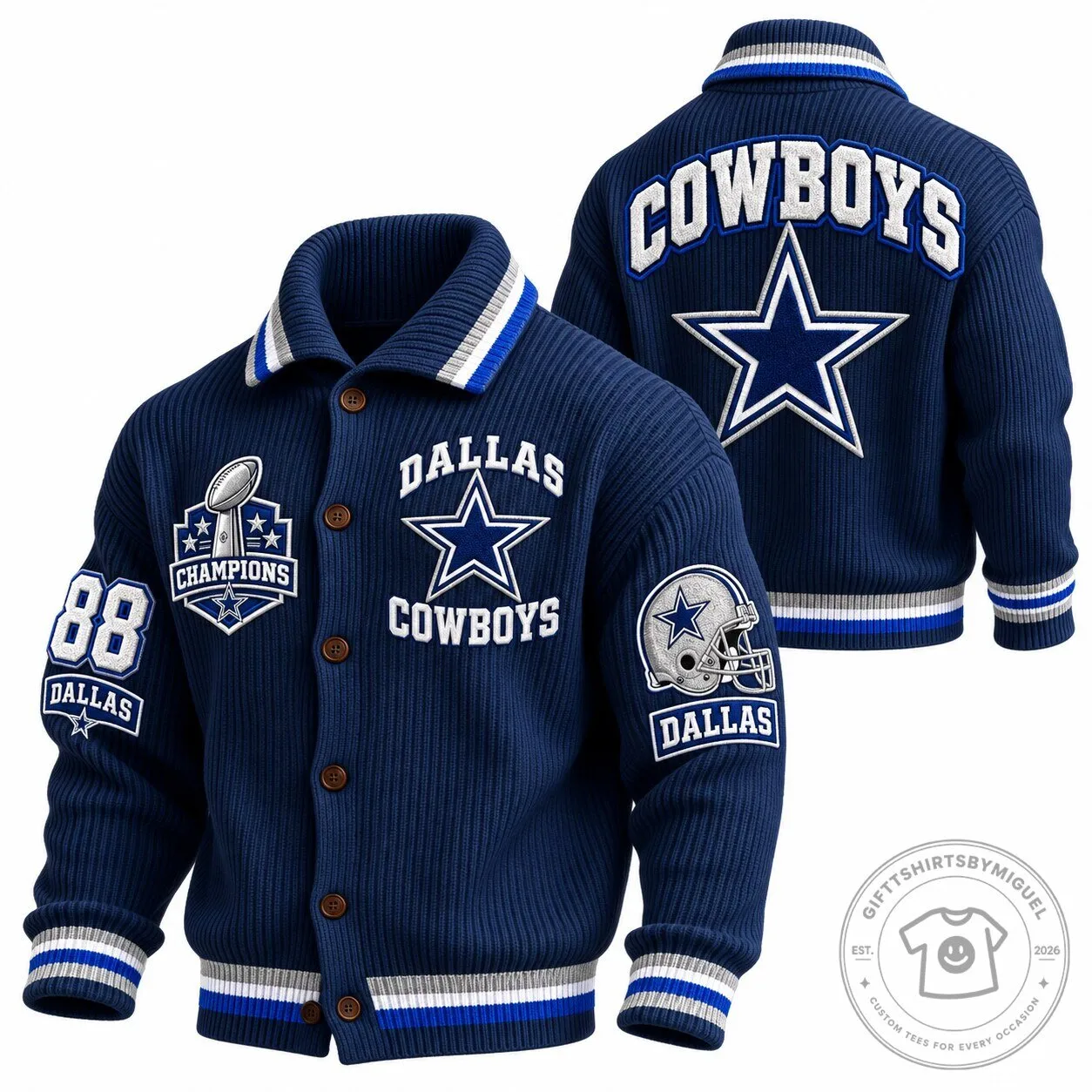 Dallas Cowboys NFL Football Team Champions Varsity Knit Jacket