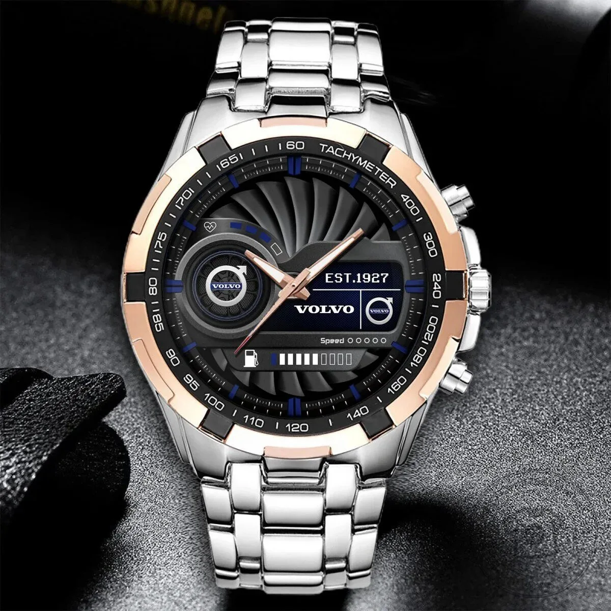 Volvo Car Logo Stainless Steel Chronograph Quartz Analog Wristwatch 10 Volvo Car Logo Stainless Steel Chronograph Quartz Analog Wristwatch