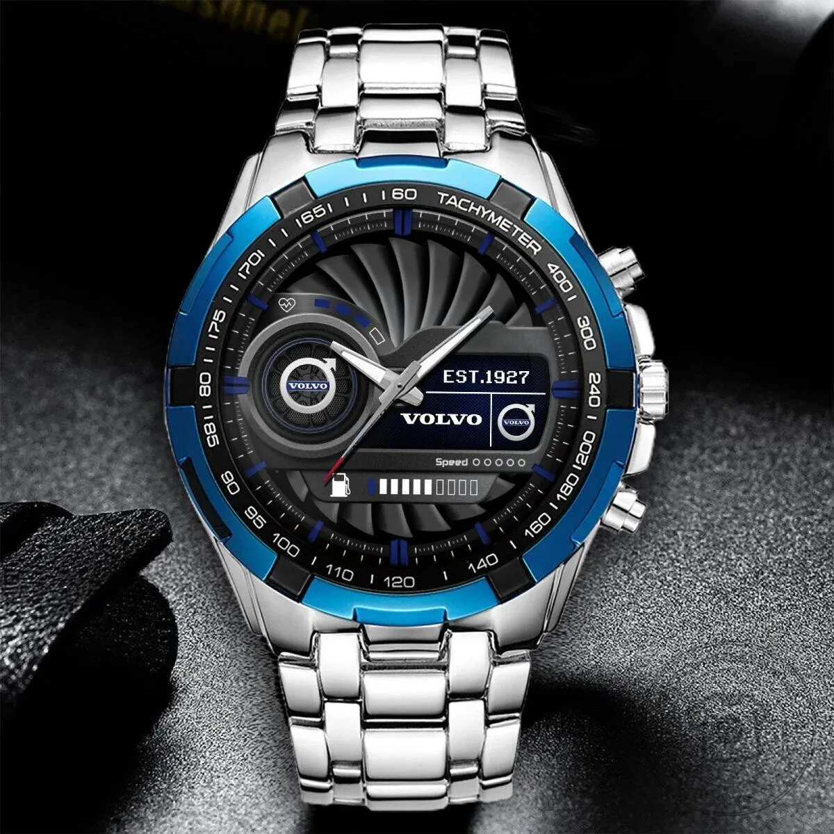 Volvo Car Logo Stainless Steel Chronograph Quartz Analog Wristwatch 12 Volvo Car Logo Stainless Steel Chronograph Quartz Analog Wristwatch