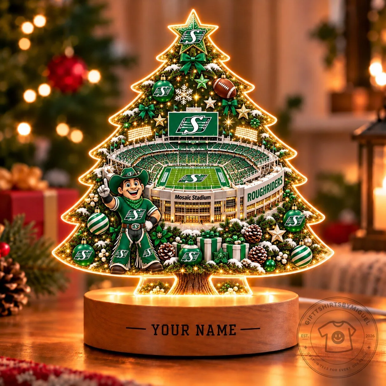 Saskatchewan Roughriders CFL Mosaic Stadium Christmas Tree LED Light