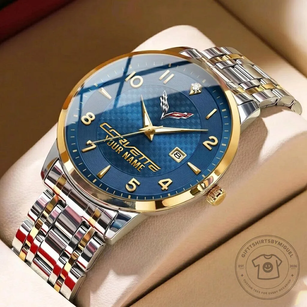 Men's Fashion Watch with Custom Name Design for Corvette Enthusiasts