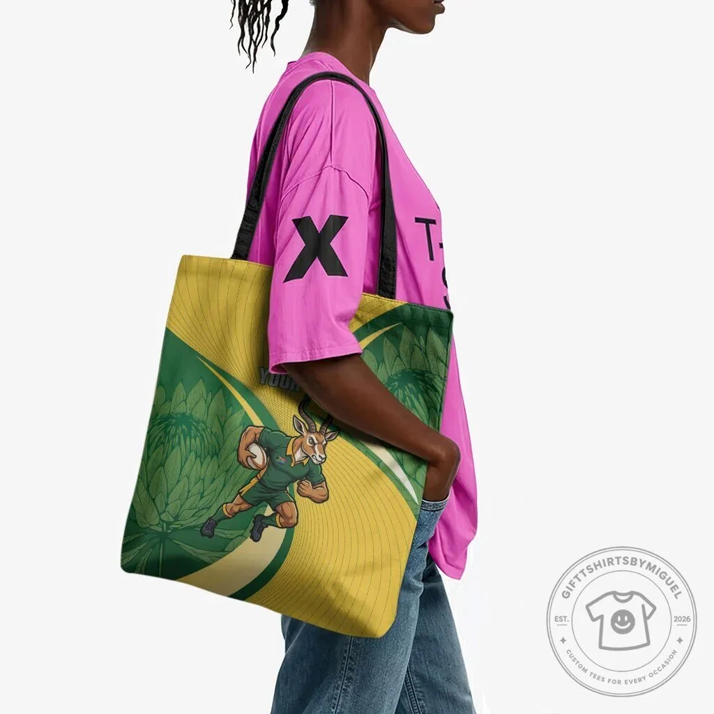 South Africa Springboks Rugby Mascot Custom Text Tote Bag 5 South Africa Springboks Rugby Mascot Custom Text Tote Bag