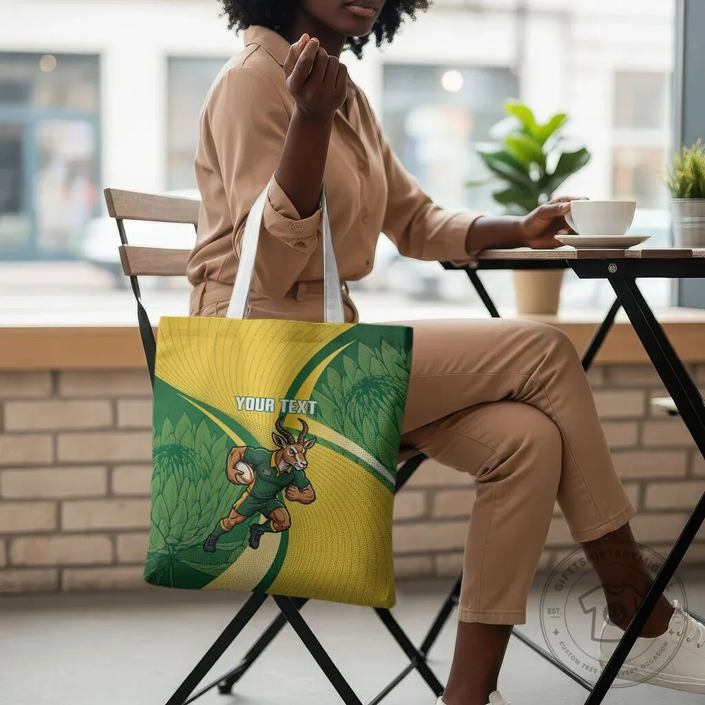 South Africa Springboks Rugby Mascot Custom Text Tote Bag 7 South Africa Springboks Rugby Mascot Custom Text Tote Bag