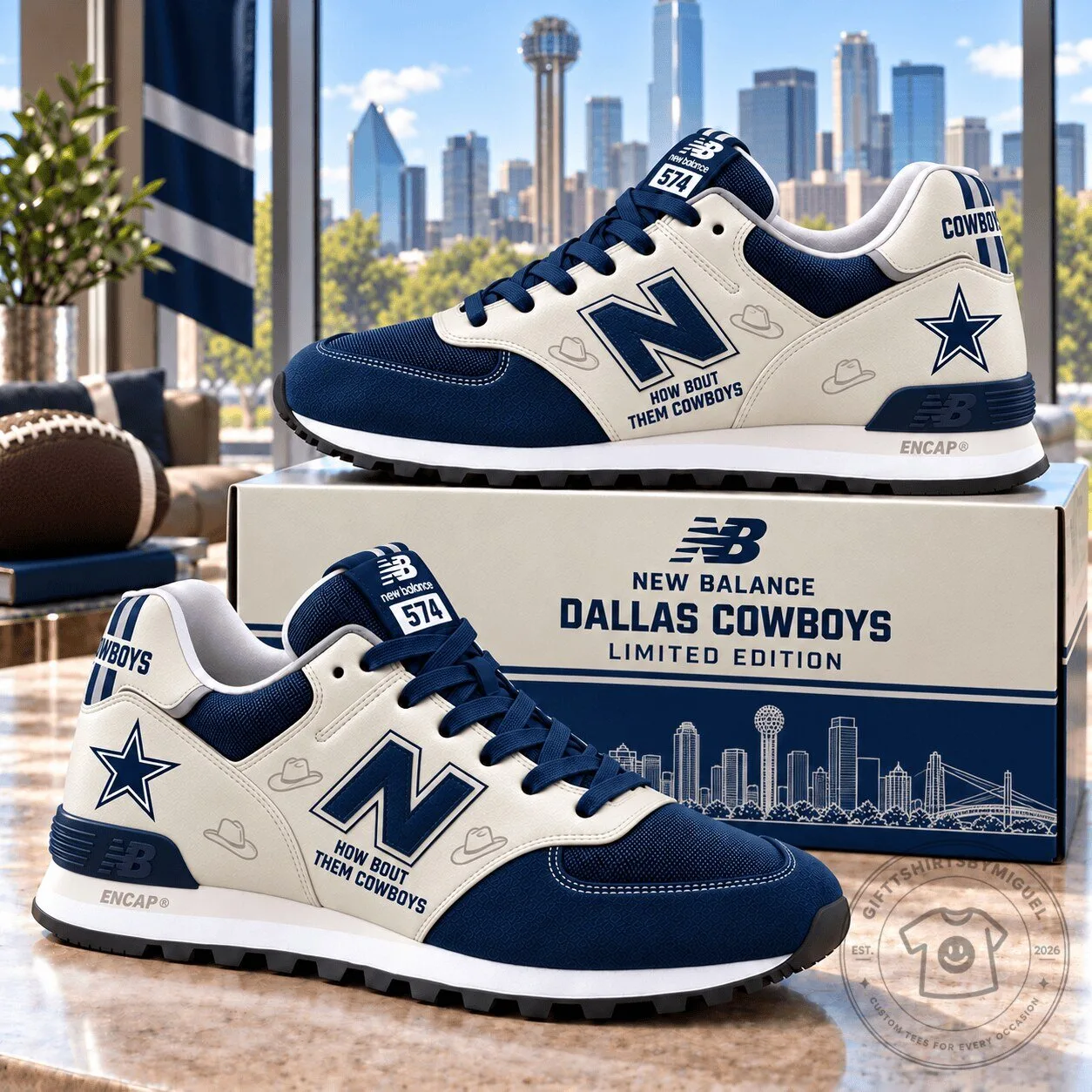 Dallas Cowboys New Balance 574 Sneakers How Bout Them Cowboys Limited Edition Shoes