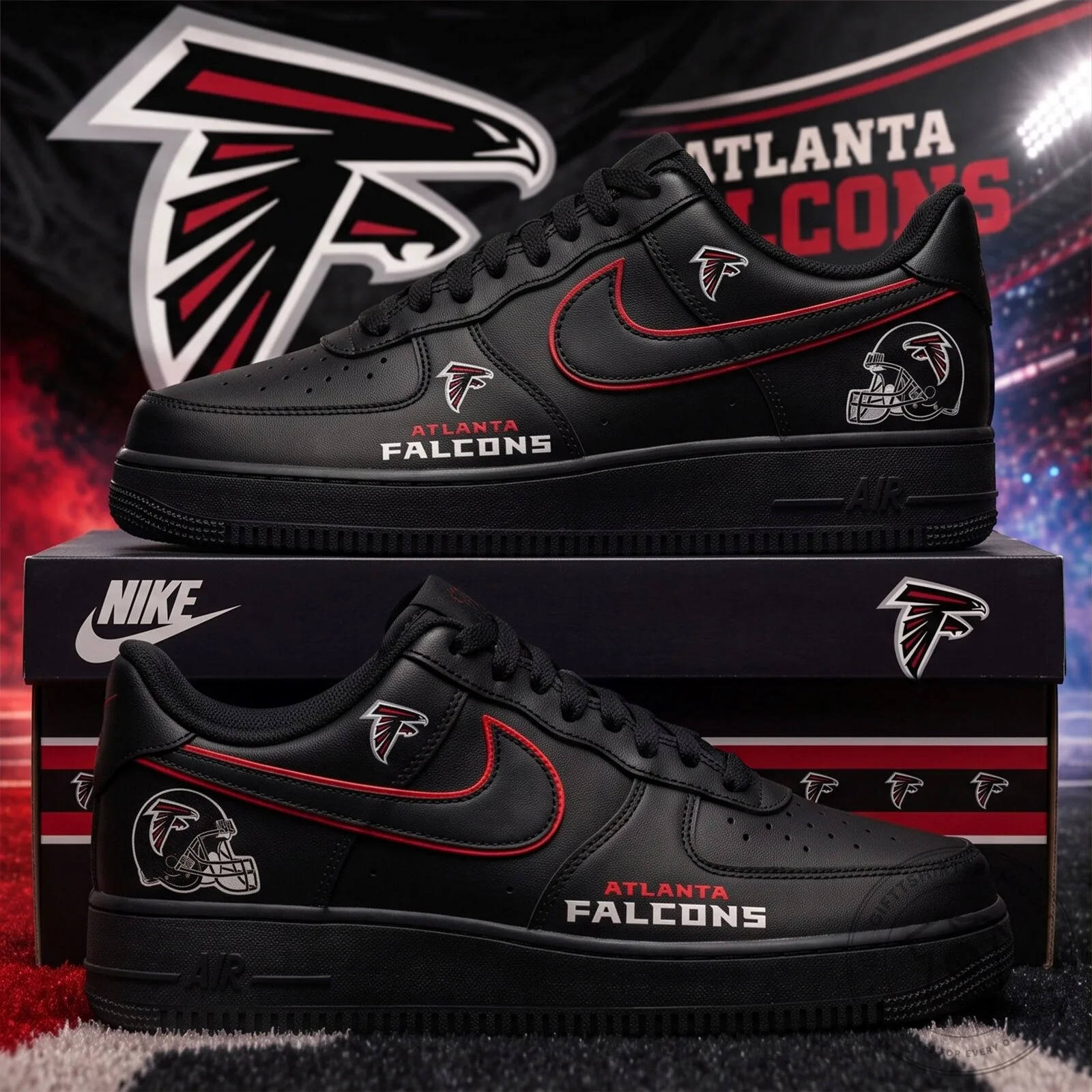 Atlanta Falcons Blackout Gameday NFL Team Logo Custom Shoes