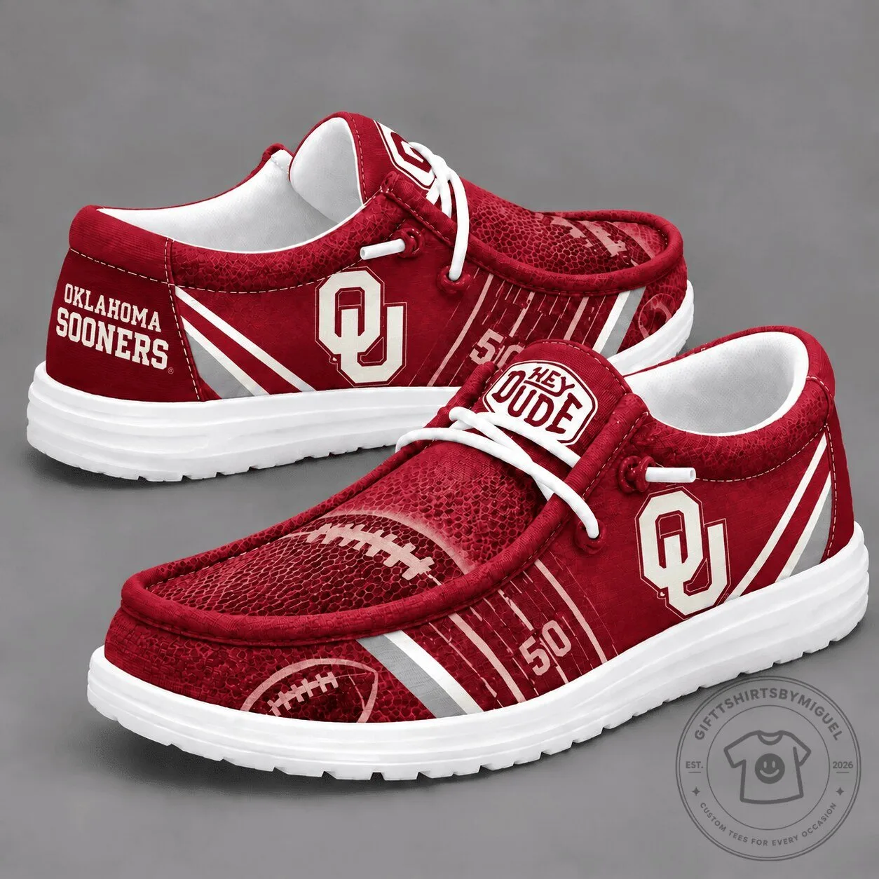 Oklahoma Sooners Football Team Spirit Loafer Shoes for Men and Women