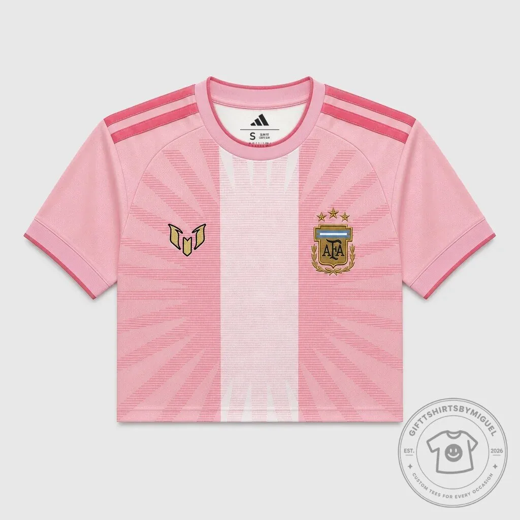 Argentina National Football Team Pink Cropped Women's Soccer Jersey