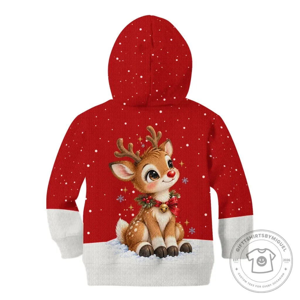 Cute Reindeer Boop The Red Nose Christmas Festive Winter Snow Kids Hoodie 7 Cute Reindeer Boop The Red Nose Christmas Festive Winter Snow Kids Hoodie