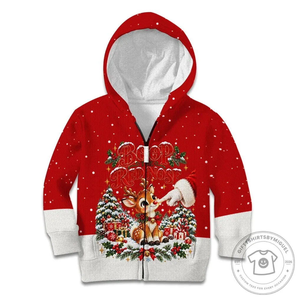 Cute Reindeer Boop The Red Nose Christmas Festive Winter Snow Kids Hoodie 8 Cute Reindeer Boop The Red Nose Christmas Festive Winter Snow Kids Hoodie
