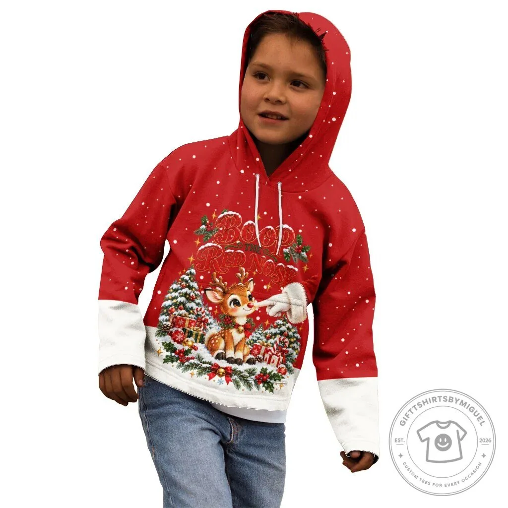 Cute Reindeer Boop The Red Nose Christmas Festive Winter Snow Kids Hoodie 9 Cute Reindeer Boop The Red Nose Christmas Festive Winter Snow Kids Hoodie