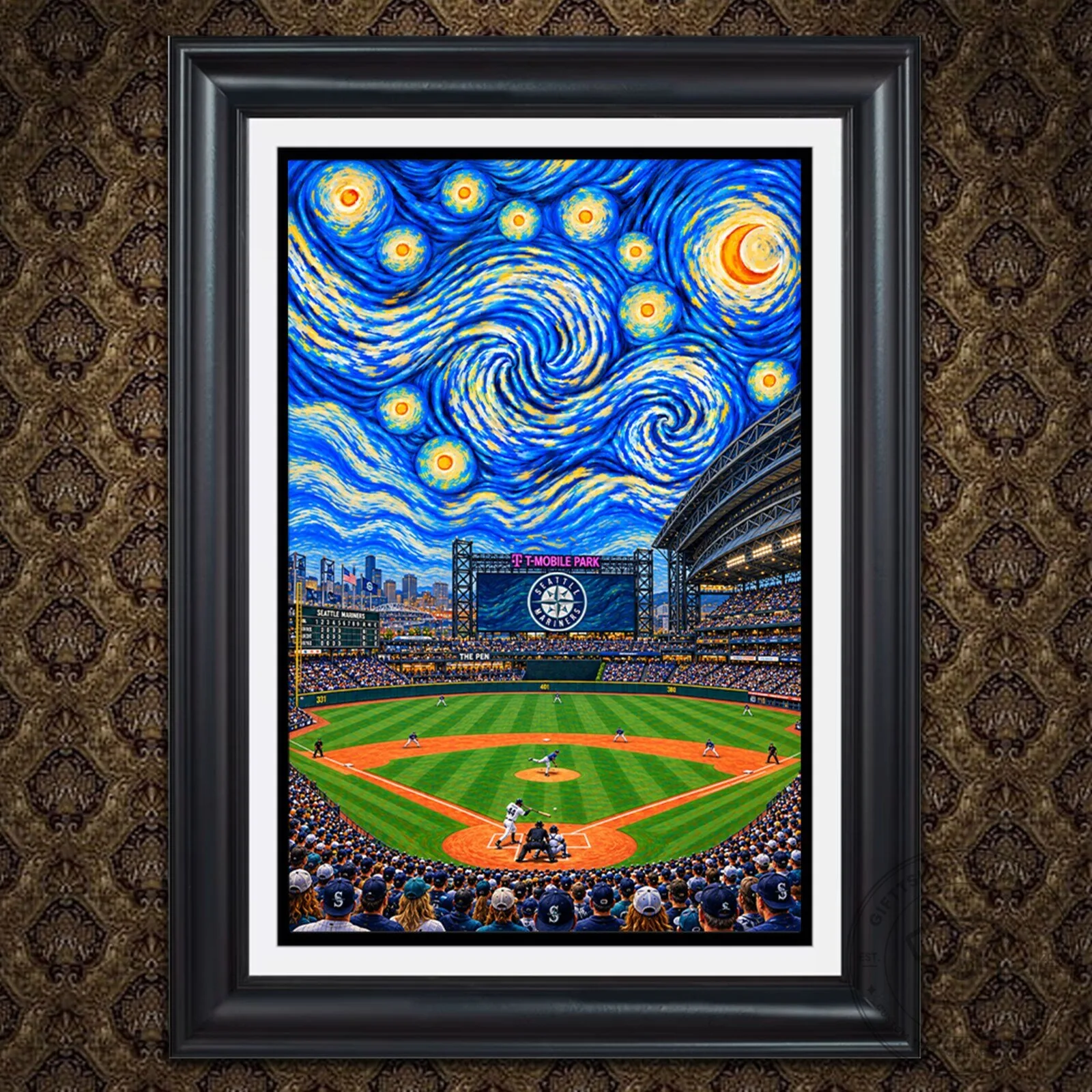 Seattle Mariners T-Mobile Park Starry Night Painting Wall Art