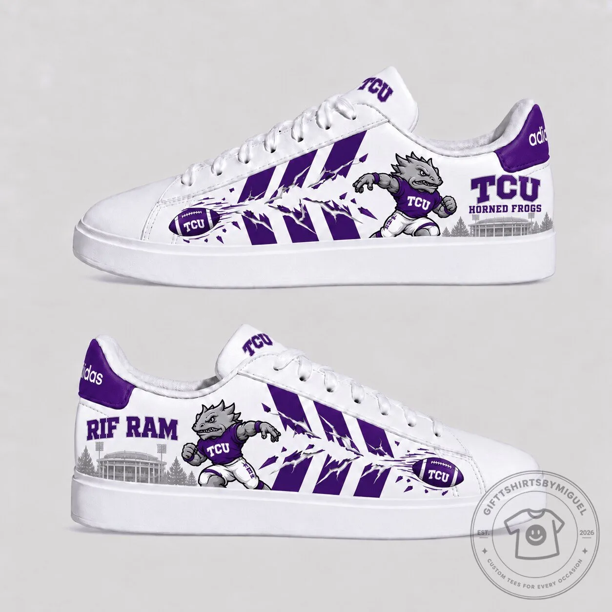 Texas Christian University Horned Frogs Football Team Fan White Sneakers