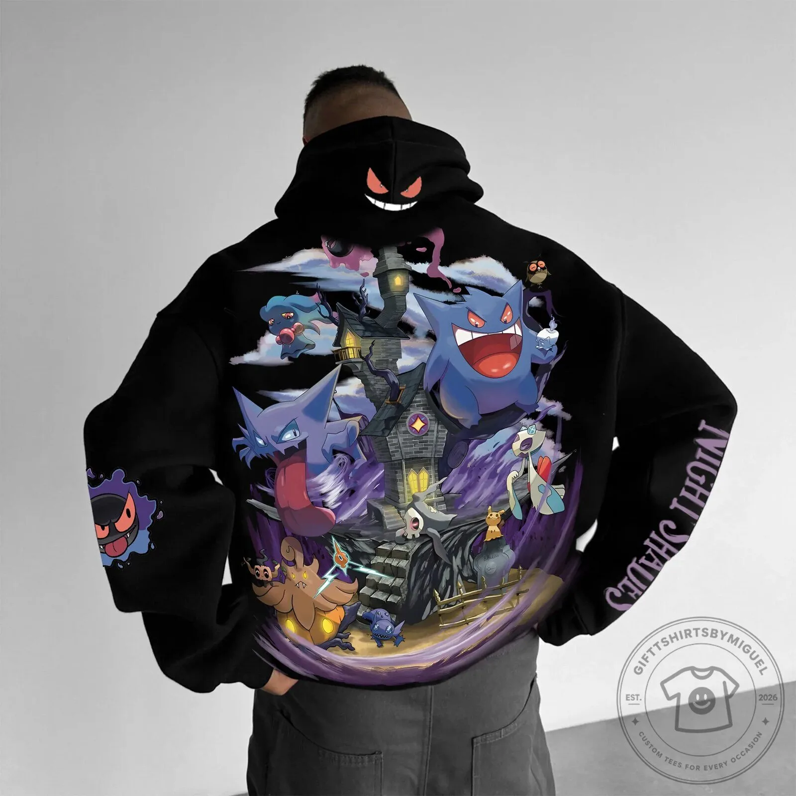 Pokemon Haunter Gengar Ghastly Night Shades Haunted Mansion Hoodie