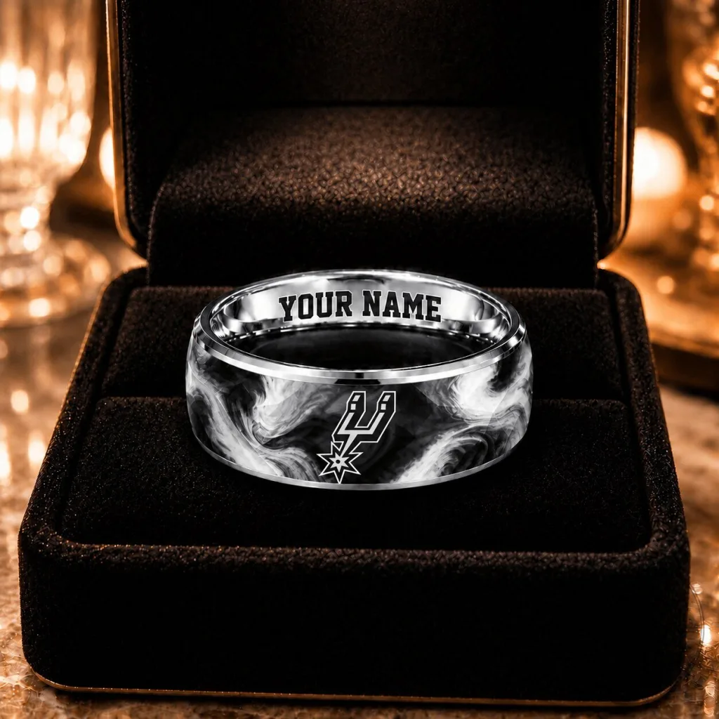 San Antonio Spurs NBA Basketball Team Custom Name Engraved Ring for Fans San Antonio Spurs NBA Basketball Team Custom Name Engraved Ring for Fans